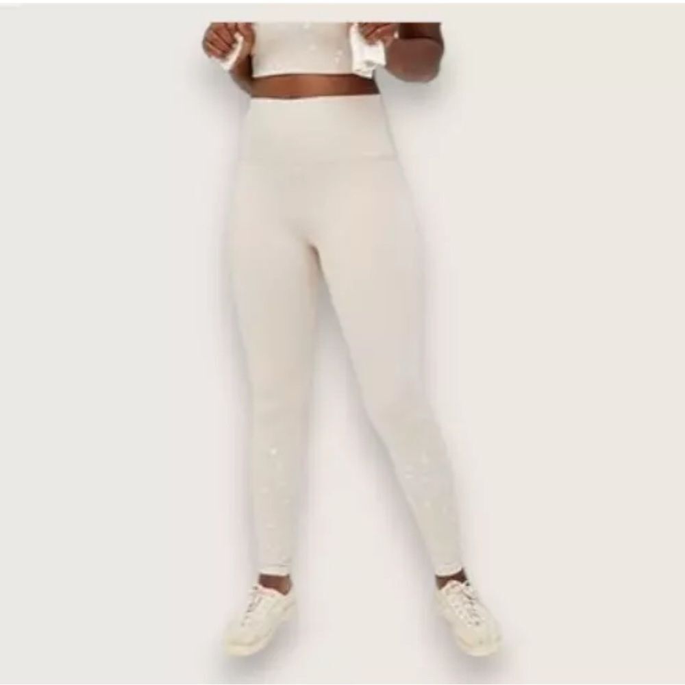 Offline by Aerie High Waisted Bleach Wash Leggings Size Small Beige Tan NWT